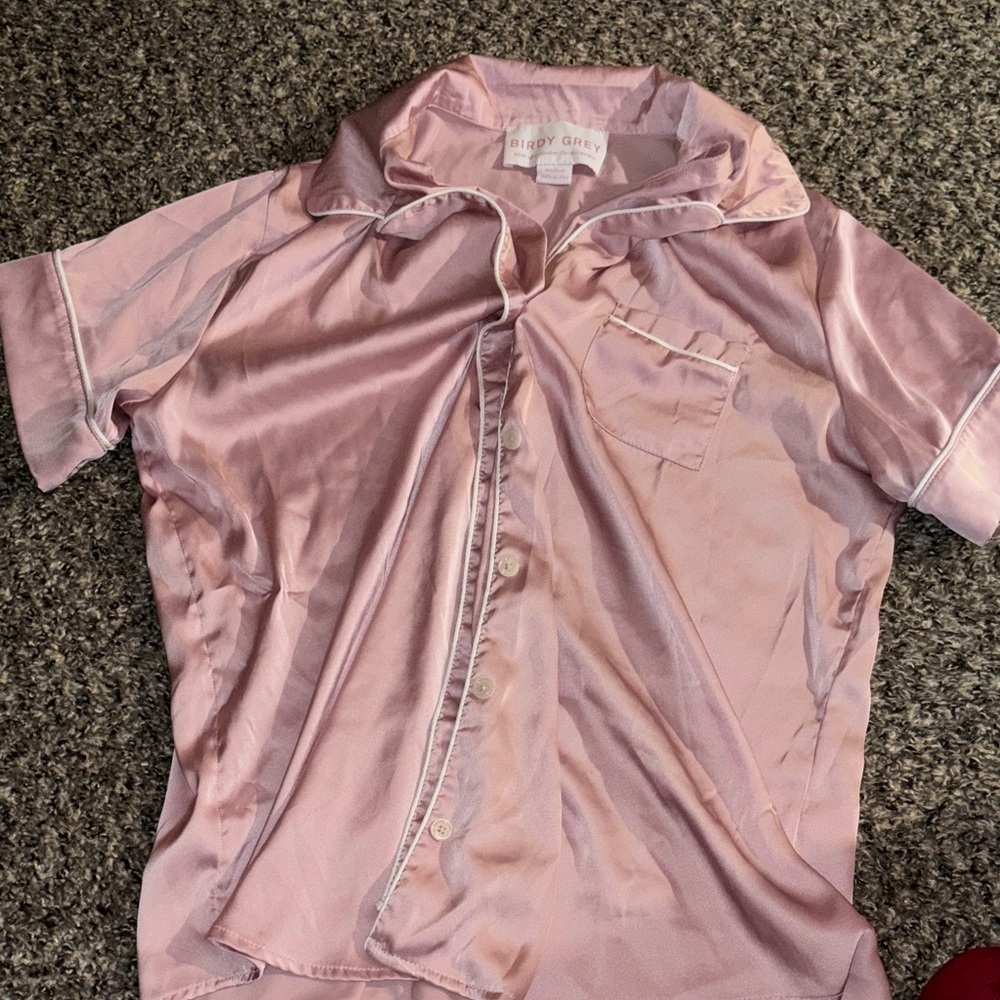 Birdy Grey Pink Satin Pajama Top